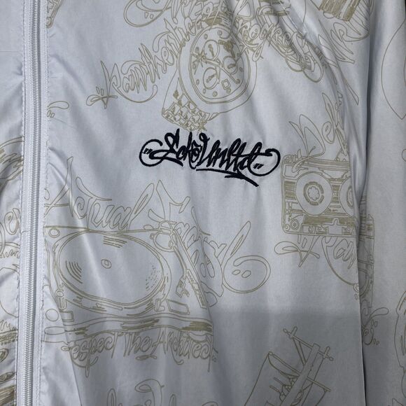 Y2K ECKO UNLTD Jacket Men XL White Full Zip All Over Print Hidden Hoodie 2355 - Picture 6 of 11
